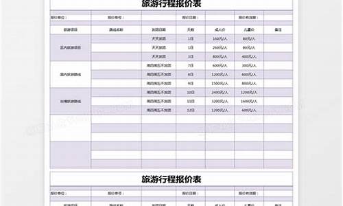 旅游线路报价表格_旅游路线方案报价