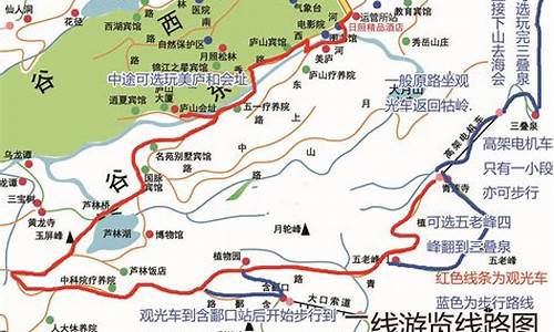 庐山旅游路线示意图